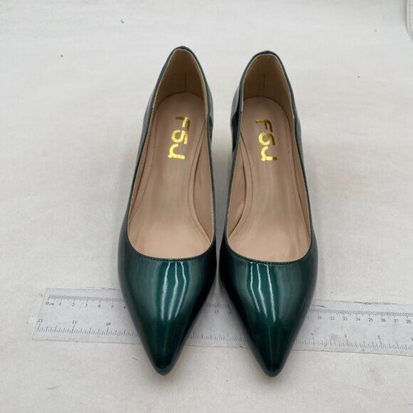 Amazon.com | FSJ Women Bridal Pointed Toe Chunky Block Low  FSJ Women Bridal Pointed Toe Chunky Block Low Heel Crystal Pumps Green Shoes